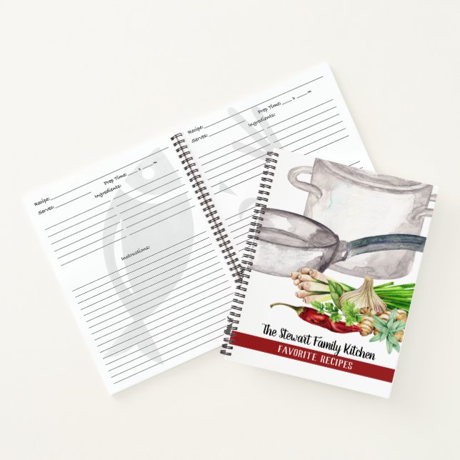 Family Favorite Watercolor Herbs and Spice Recipe  Notebook (Inside)