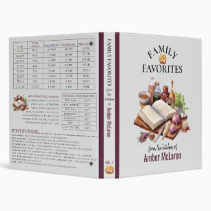 Family Favorites Recipe Organizer Grey Purple 3 Ring Binder