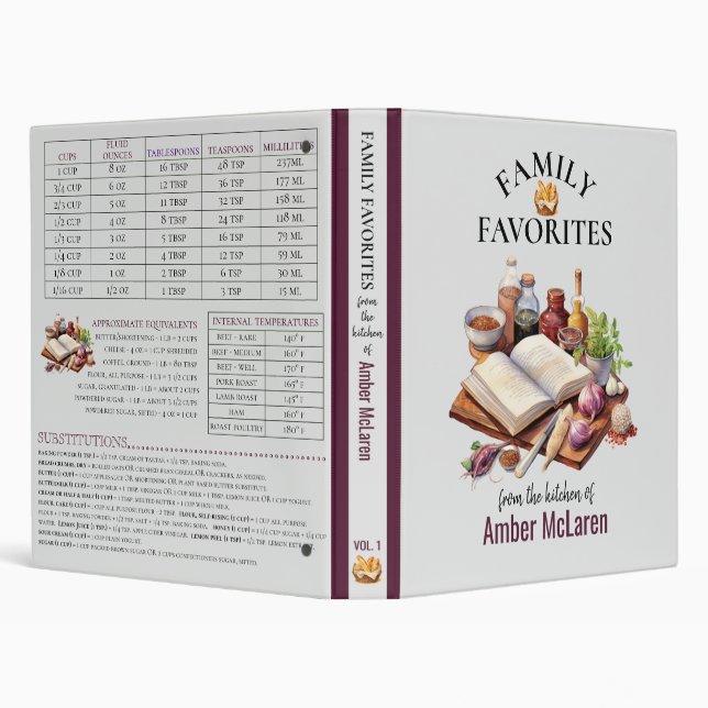 Family Favorites Recipe Organizer Grey Purple 3 Ring Binder (Background)