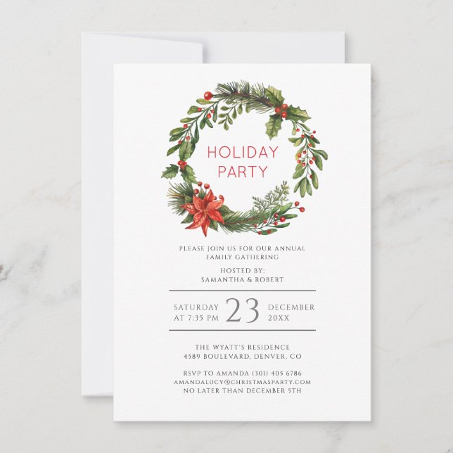 Family Festive Christmas Holiday Reunion Party Invitation (Front)