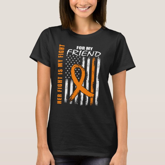 Family Fight Friend Leukemia Awareness American Fl T-Shirt (Front)
