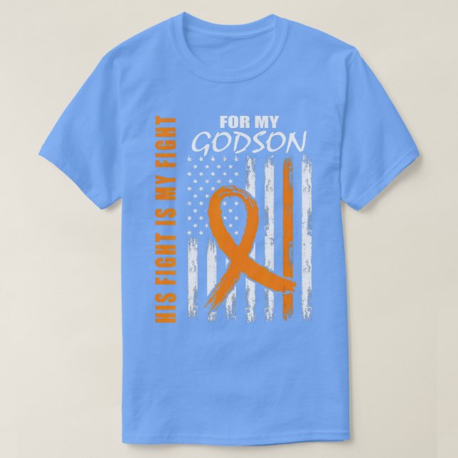 Family Fight Godson Leukemia Awareness American Fl T-Shirt (Design Front)