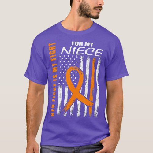 Family Fight Niece Leukemia Awareness American Fla T_Shirt