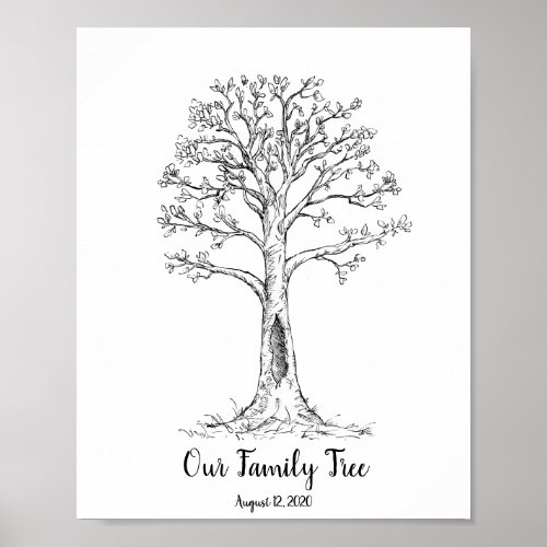 Family Fingerprint Tree With Leavs Poster