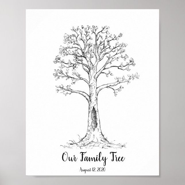 Family Fingerprint Tree With Leavs Poster (Front)