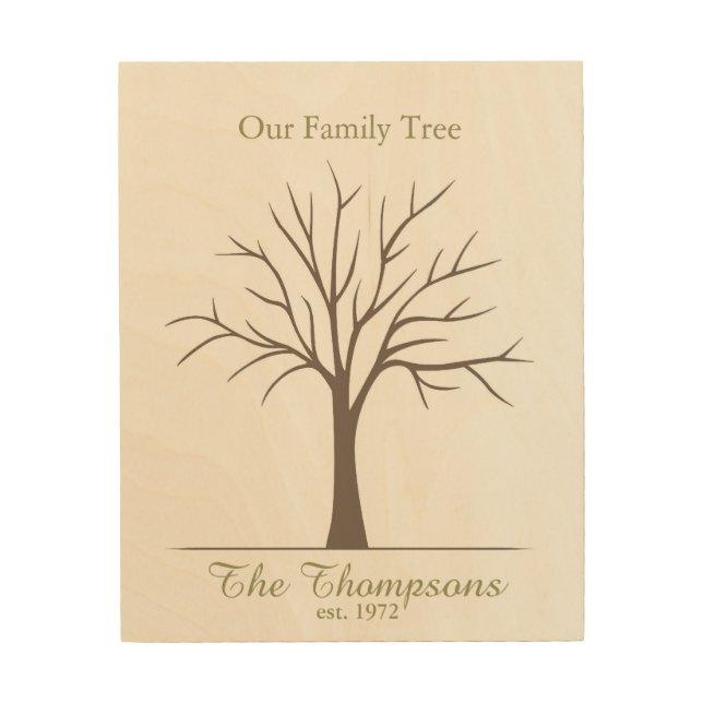 Family Fingerprint Tree Wood Wall Decor (Front)