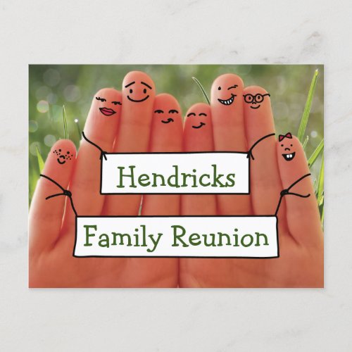 Family fingure reunion design invitation postcard