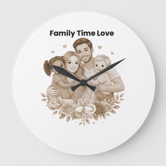Family First Always – Emotional Love Quote Large Clock (Front)
