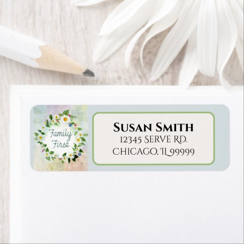 Family First Circle of Daisies Return Address Label
