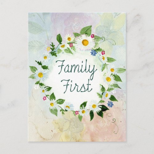 Family First Inspirational Quote Postcard