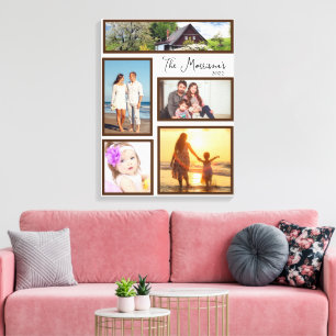 Family Five Photo Collage Customizable Canvas Print