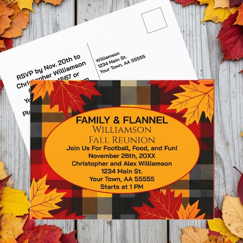 Family & Flannel Fall Reunion Postcard Invitation