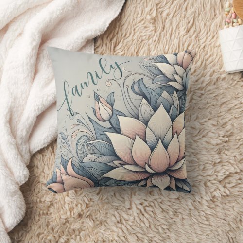 Family Floral Throw Pillow