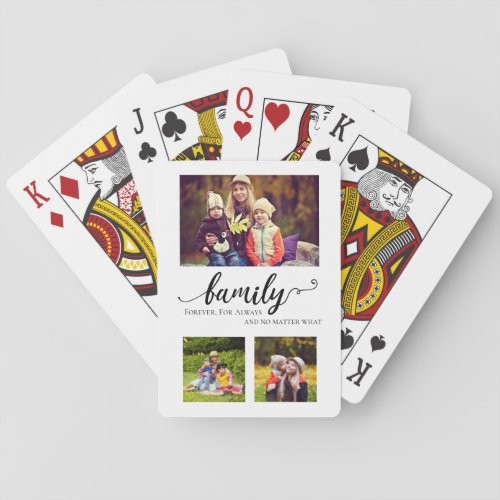 Family Forever 3 Photo Collage Mom Kids Sweet Poker Cards