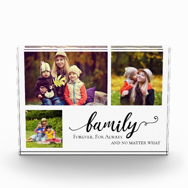 Family Forever 3 photo collage sweet quote mom kid Block (Front)