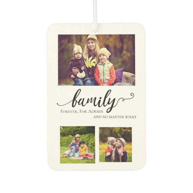 Family Forever Calligraphy Mutli-photo Collage Air Freshener (Front)
