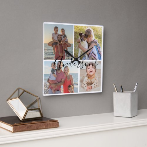 Family Four Photo Acrylic Wall Clock