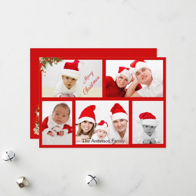 Family Framed Photos Merry Christmas Holiday Card (Front/Back In Situ)