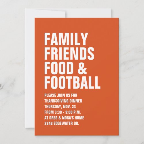 Family friends food football modern Thanksgiving Invitation