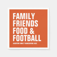 Family friends food & football orange Thanksgiving Napkins