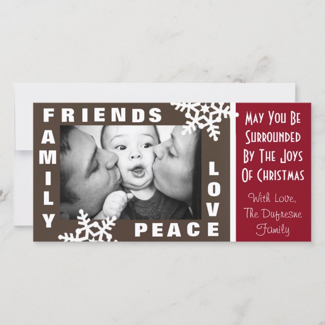 Family Friends Peace & Love Christmas Holiday Card (Front)
