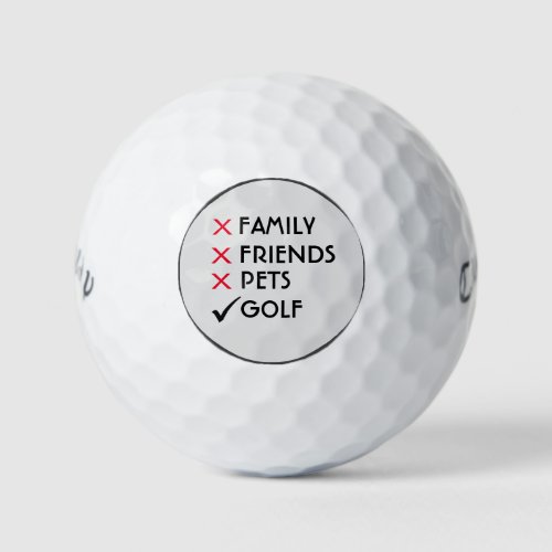 Family Friends Pets Golf Humor Golf Balls