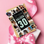 Family Friends Photo Collage Frame Happy Birthday Card<br><div class="desc">This cool and cute happy birthday greeting card is perfect for any friend or family member. It features sixteen customizable photograph pictures in a frame format with the quote, "Happy (30th) Birthday, " in white and mint with the name and age "30" (which can be changed to any age) in...</div>