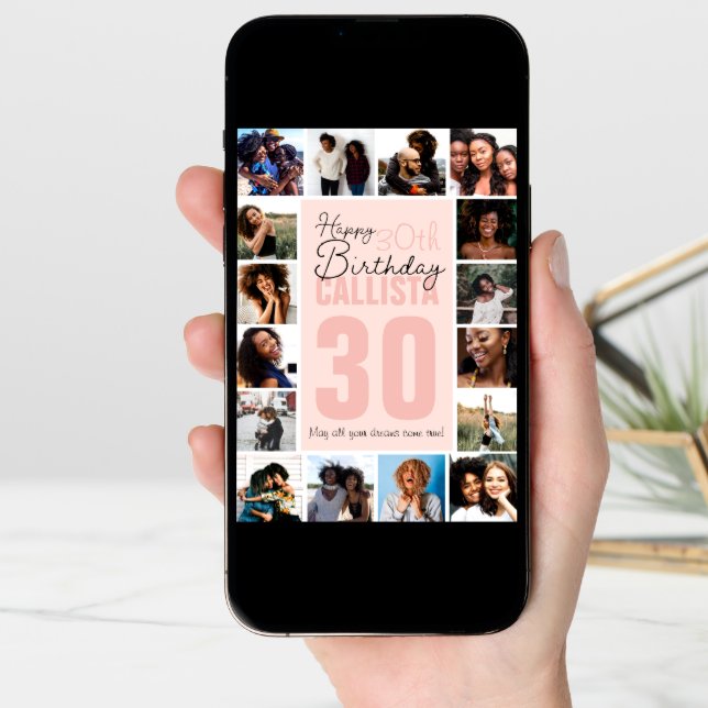 Family Friends Photo Collage Frame Happy Birthday Card (Front Digital)
