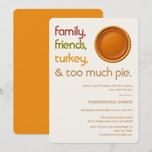 Family, Friends, Turkey, Pie Modern Thanksgiving Invitation