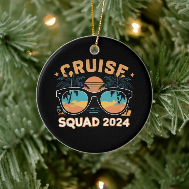 Family Friends Vacation Cruising Ship Trip 2024 Ceramic Ornament (Tree)