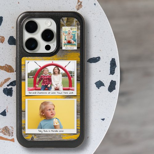 Family Fun 3 Photo Collage Yellow iPhone 15 Pro Case