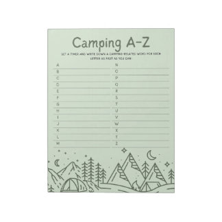 Family Fun Camping A–Z Game Notepad