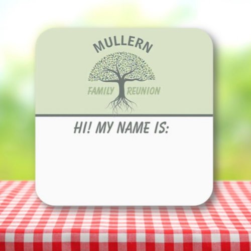 Family fun! Custom family reunion name badge Square Sticker