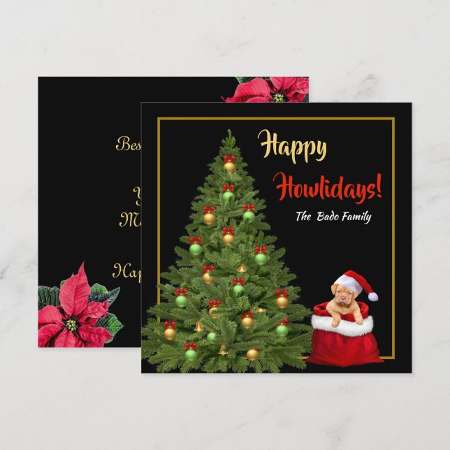 Family Fun Cute Puppy Happy Holidays Christmas  Holiday Card (Front/Back)