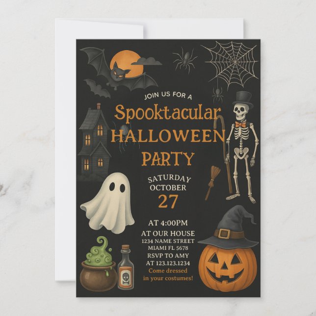 Family Fun Spooktacular Halloween Party Invite (Front)