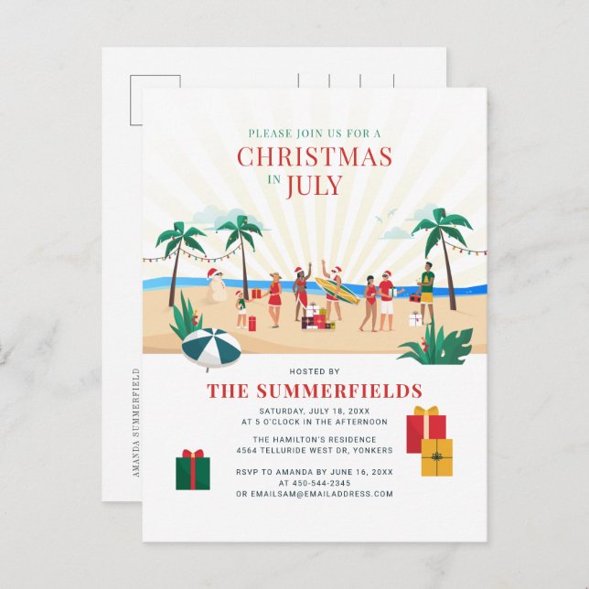 Family Fun Summer Beach Party Invitation Postcard (Front/Back)