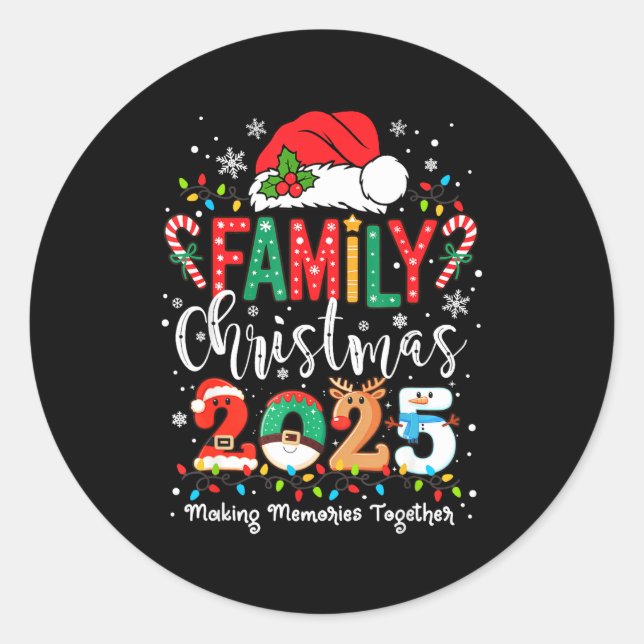 Family Funny Christmas Matching 2025 Santa Tee Paj Classic Round Sticker (Front)