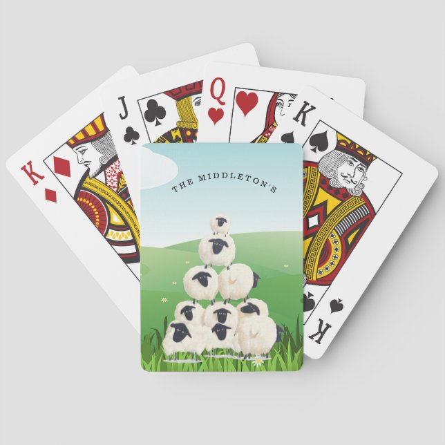 Family Game Fun Sheep Meadow Poker Cards (Back)