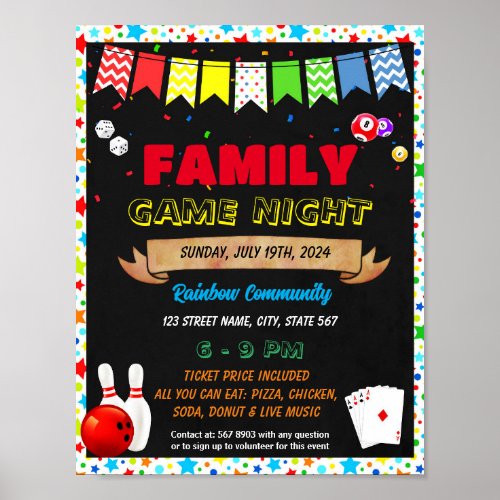 Family Game Night event template Poster