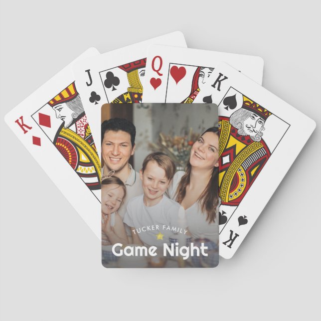 Family Game Night Gold Star Family Photo Poker Cards (Back)