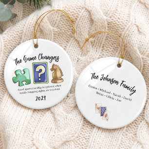 Family Game Night Group Ceramic Ornament