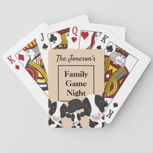 Family Game Night Name Black White Cows Playing Cards