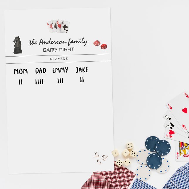 Family Game Night Score Tracker | Personalized  Magnetic Dry Erase Sheet (Creator Uploaded)