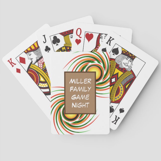 Family Game Night Vibrant Swirls Colorful Spirals Poker Cards (Back)