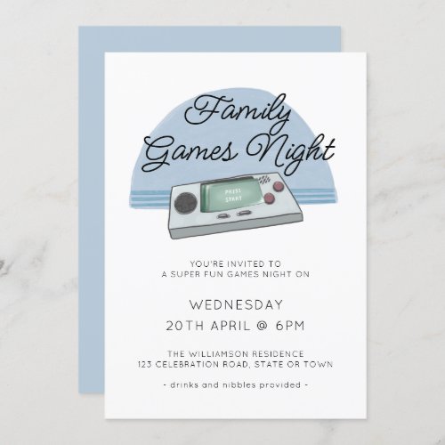 Family Games Night Gaming Console Gamer Invitation