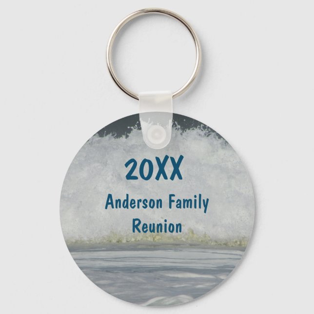 Family Gathering Annual Beach Vacation Ocean Wave Keychain (Front)
