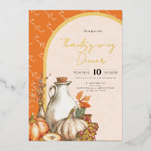 Family gathering Thanksgiving Dinner Foil Invitation