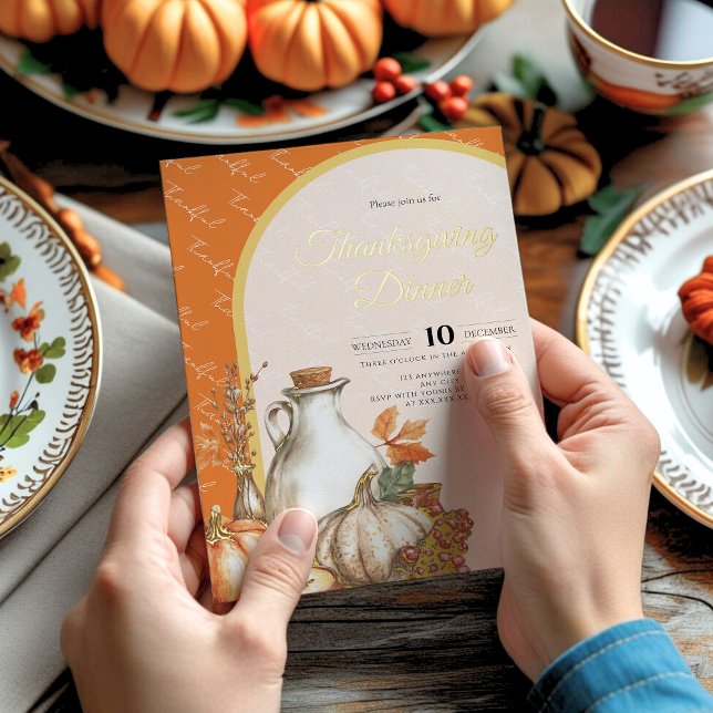 Family gathering Thanksgiving Dinner  Foil Invitation (Creator Uploaded)