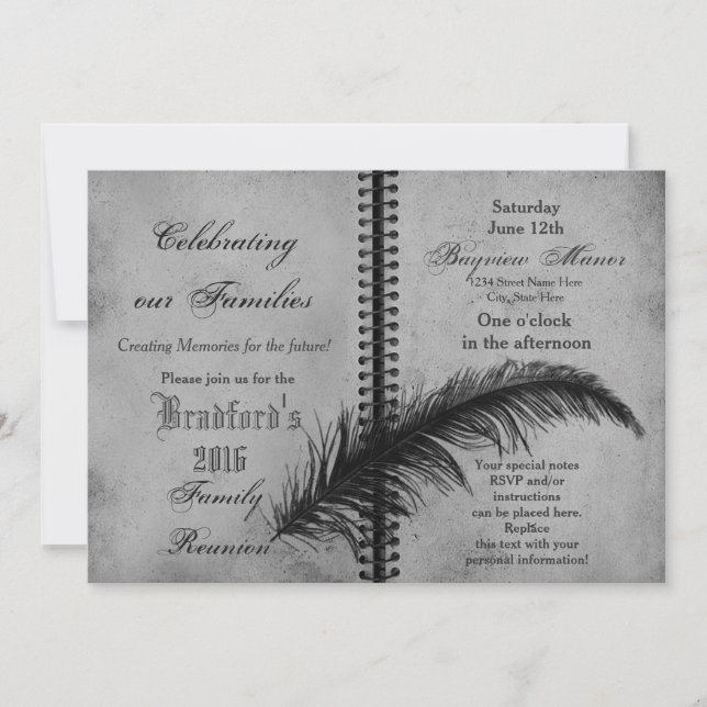 Family Gatherings -Invitations - Book - Gray Invitation (Front)
