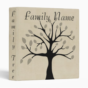 Family Genealogy Tree, Black Tree, Family Name 3 Ring Binder